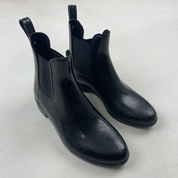 Sam Edelman Tinsley Black Rubber Rain Boots Women’s Size 7 Pull On Ankle Bootie - Picture 4 of 8